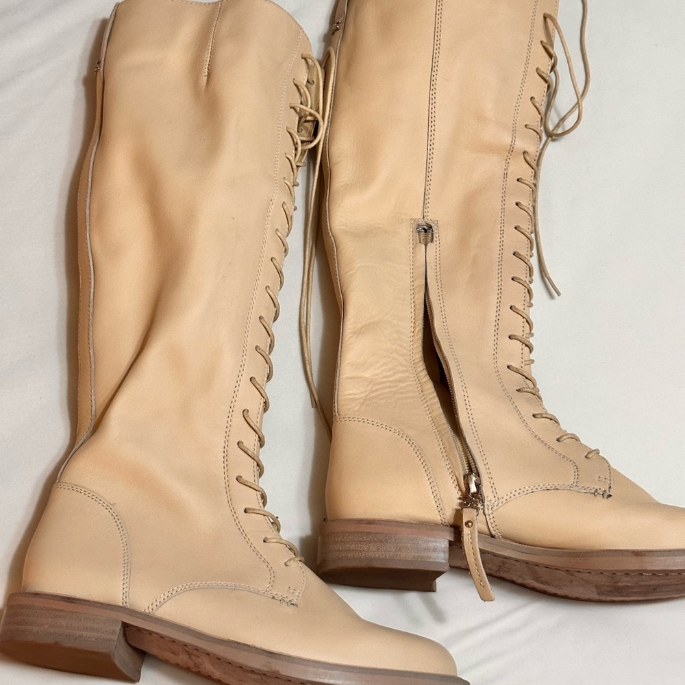 Sam Edelman Nance Eggshell Beige Chunky Heel Lace… - image 4